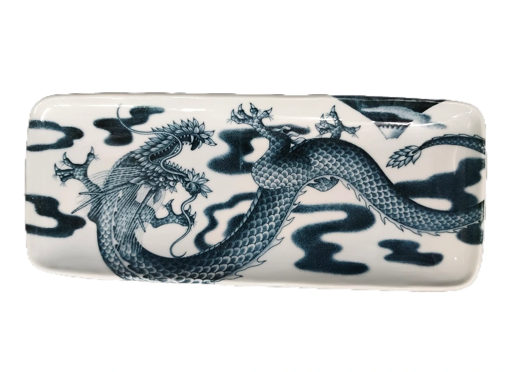 (D/R) JAPONISMUS DRACHEN-S Teller 28,5x14x2,5 schwarz