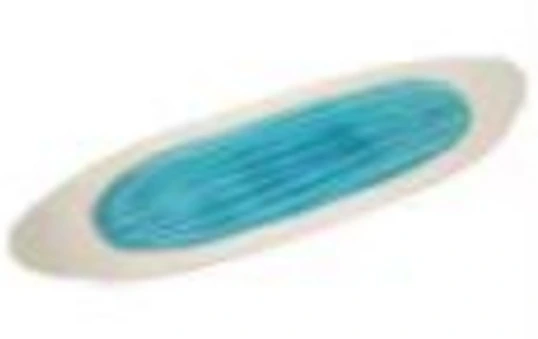 Platte organisch oval Karibikblaue Vertiefung glänzend mit mattweißem Rand L51xB14,5xH2,7-3,5cm