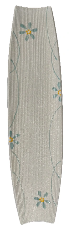 Platte lang , oval Weiß semimatt mit blauem Blumenmuster 52x13x2,5cm