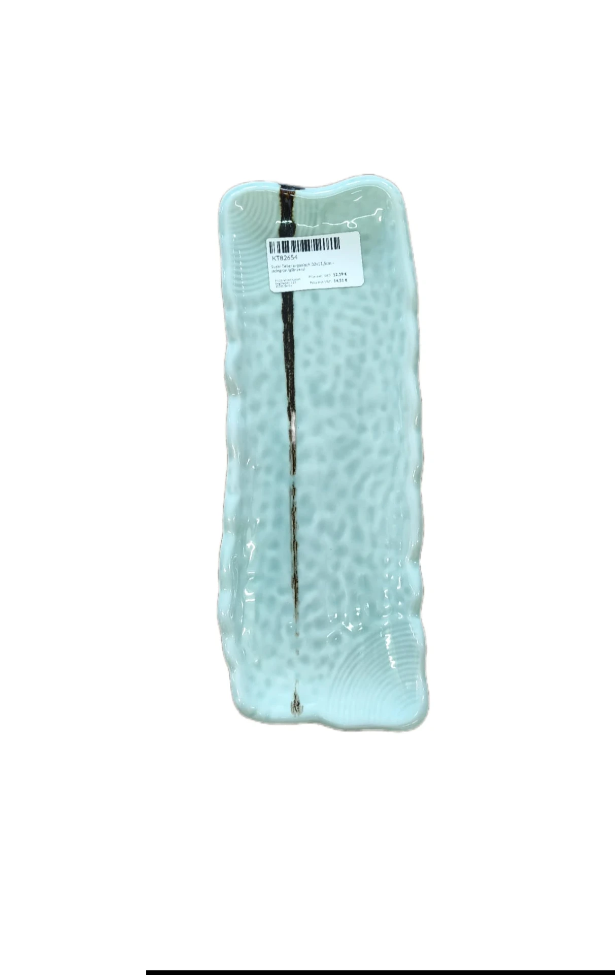 Sushi Teller organisch 32x11,5cm - jadegrün/glänzend