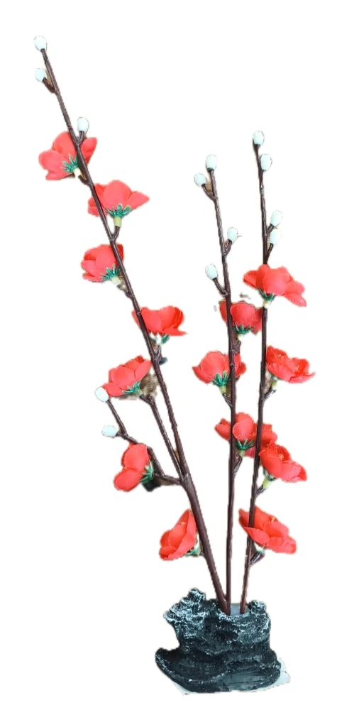 Deko Blumen Rot, Kirschblütendeko mit Standfuß 6,5x4x32cm 
