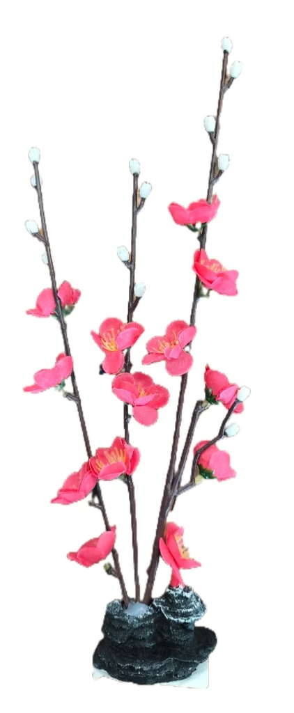 Deko Blumen Pink, Kirschblütendeko mit Standfuß 6,5x4x32cm 