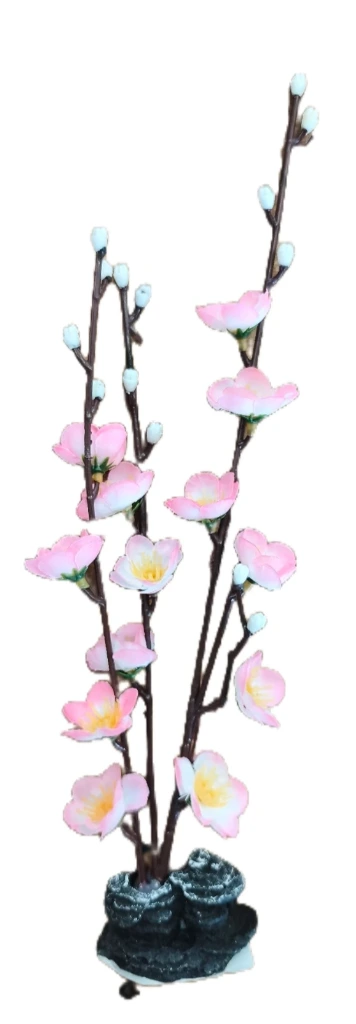 Deko Blumen Hellrosa-Weiss, Kirschblütendeko mit Standfuß 6,5x4x32cm 
