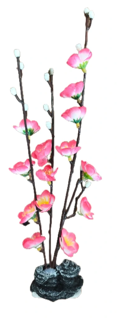 Deko Blumen Pink-Weiss, Kirschblütendeko mit Standfuß 6,5x4x32cm 