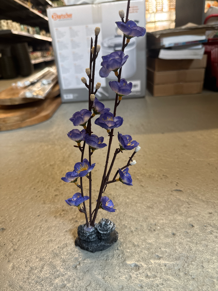 Deko Blumen Lavender-Weiss, Kirschblütendeko mit Standfuß 6,5x4x32cm 