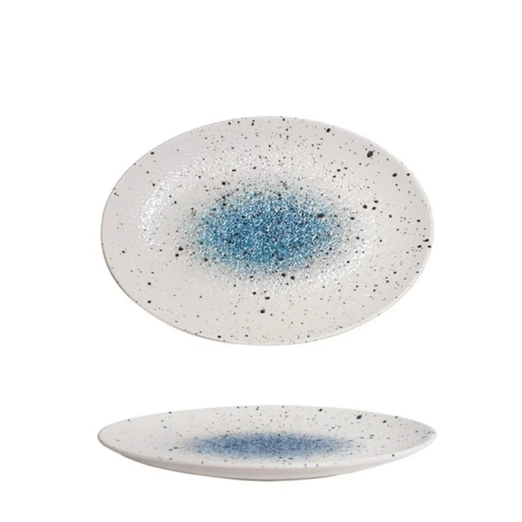 Teller Oval 25x20 - schwarz/blau/weiß