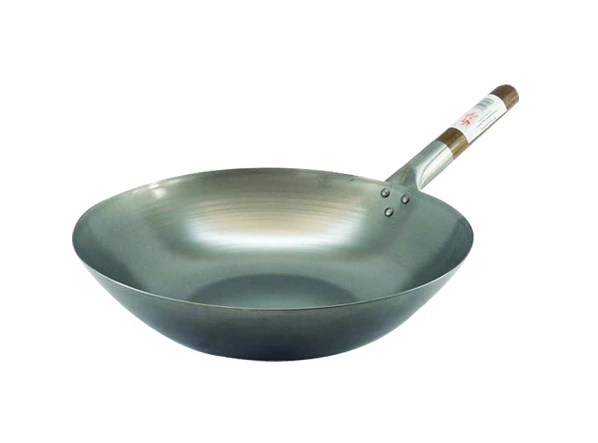 LD Wok 13 inch D33cm, Boden flach - Holzgriff
