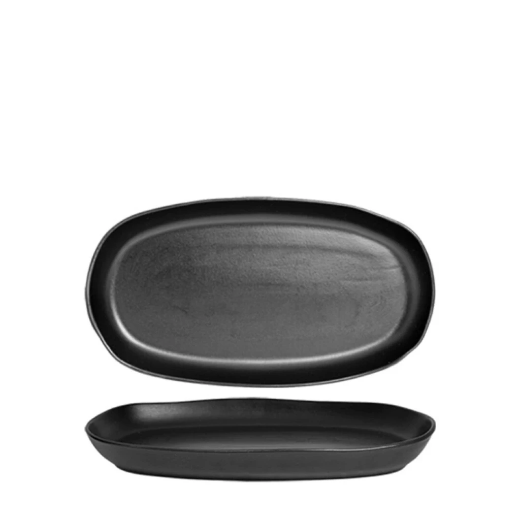 [SP2040012] GLAM Platte Tief oval organisch 29x17cm CT6 - schwarz/semimatt