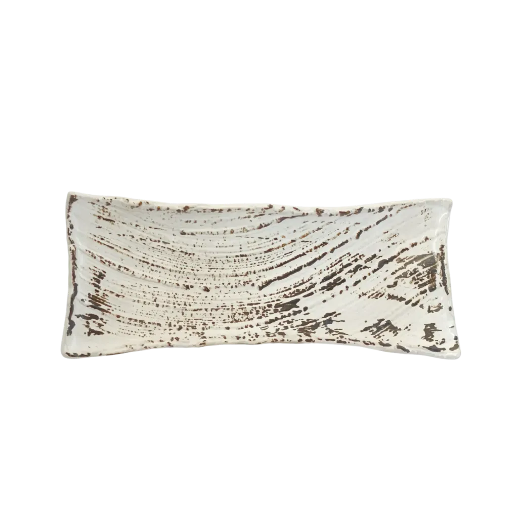Japan Teller CURVED 30x11x3 - weiß/braun semimatt