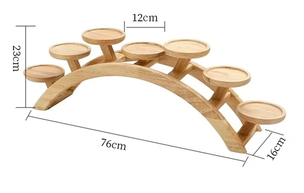 Deko Holzbrücke 7-köpfig 76x23 Holzfarbe