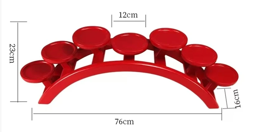 Deko Holzbrücke 7-köpfig 76x23 rot lackiert
