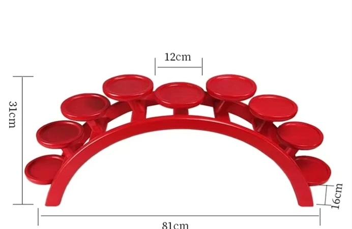 Deko Holzbrücke 9-köpfig 81x31 rot lackiert