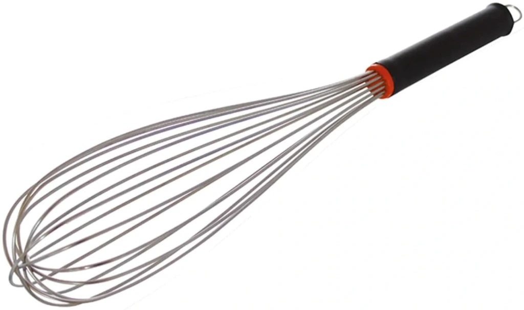 [SN170073] Edelstahl Rührbesen 40cm Griff Nylon PP schwarz