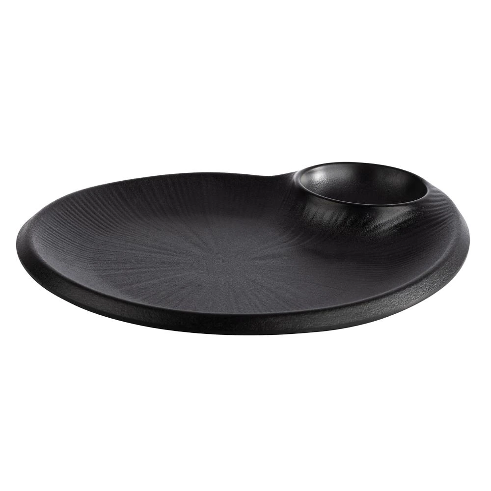 MELAMIN Teller mit Dipschale 30x25x2,5 - schwarz