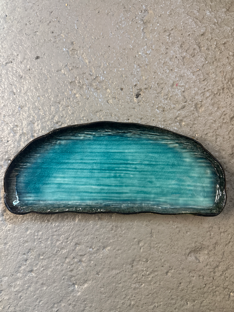 HALBMOND Teller 27,5x12x2,5cm - blau/schwarz