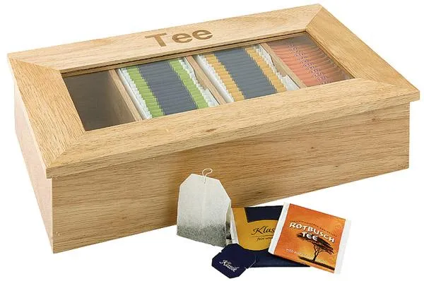 Teebox aus Holz mit Sichtfenster - natur