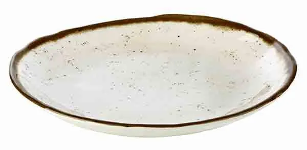 MELAMIN Teller oval 24,5x23,5x4 - weiß/braun