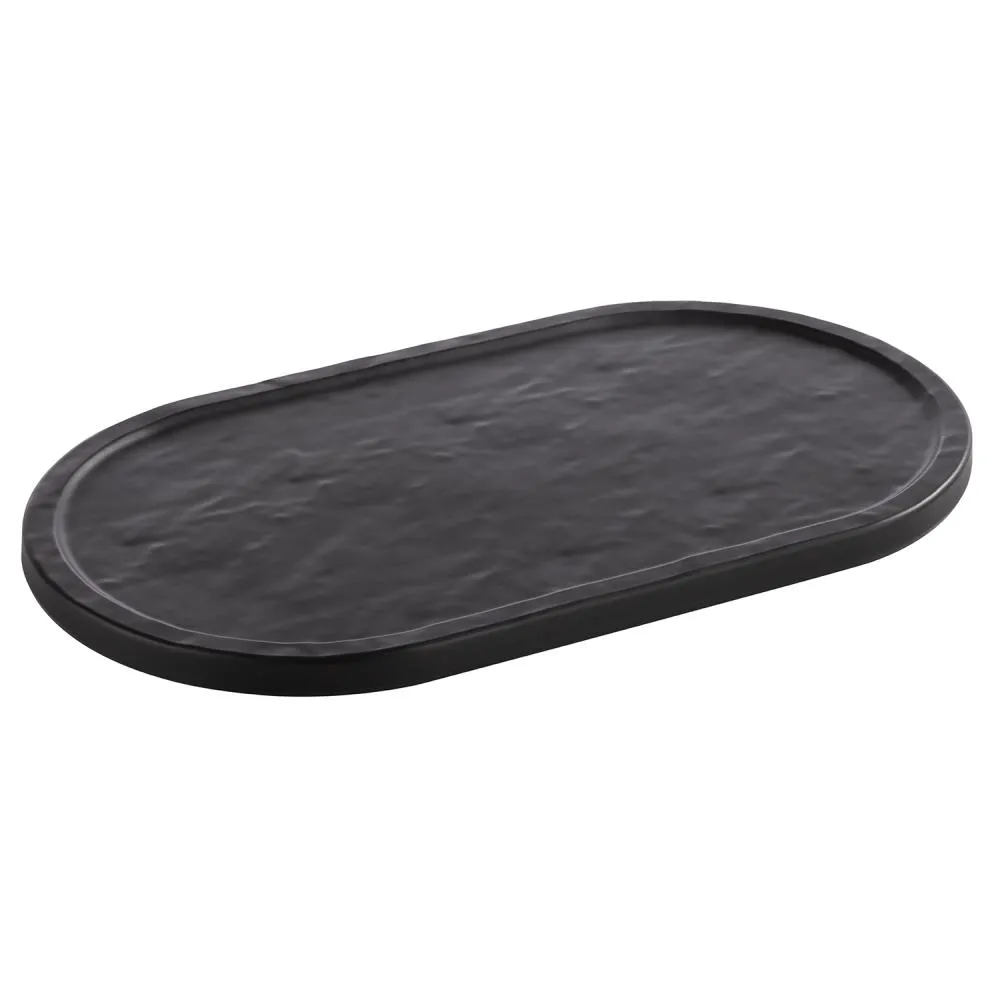 MELAMIN Gourmet Platte oval 28x15,5x1 Schiefer-Optik