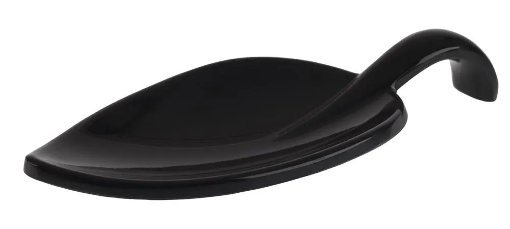 [AP83888] MELAMIN Löffel blattförmig 10x4,5x1,5 - schwarz