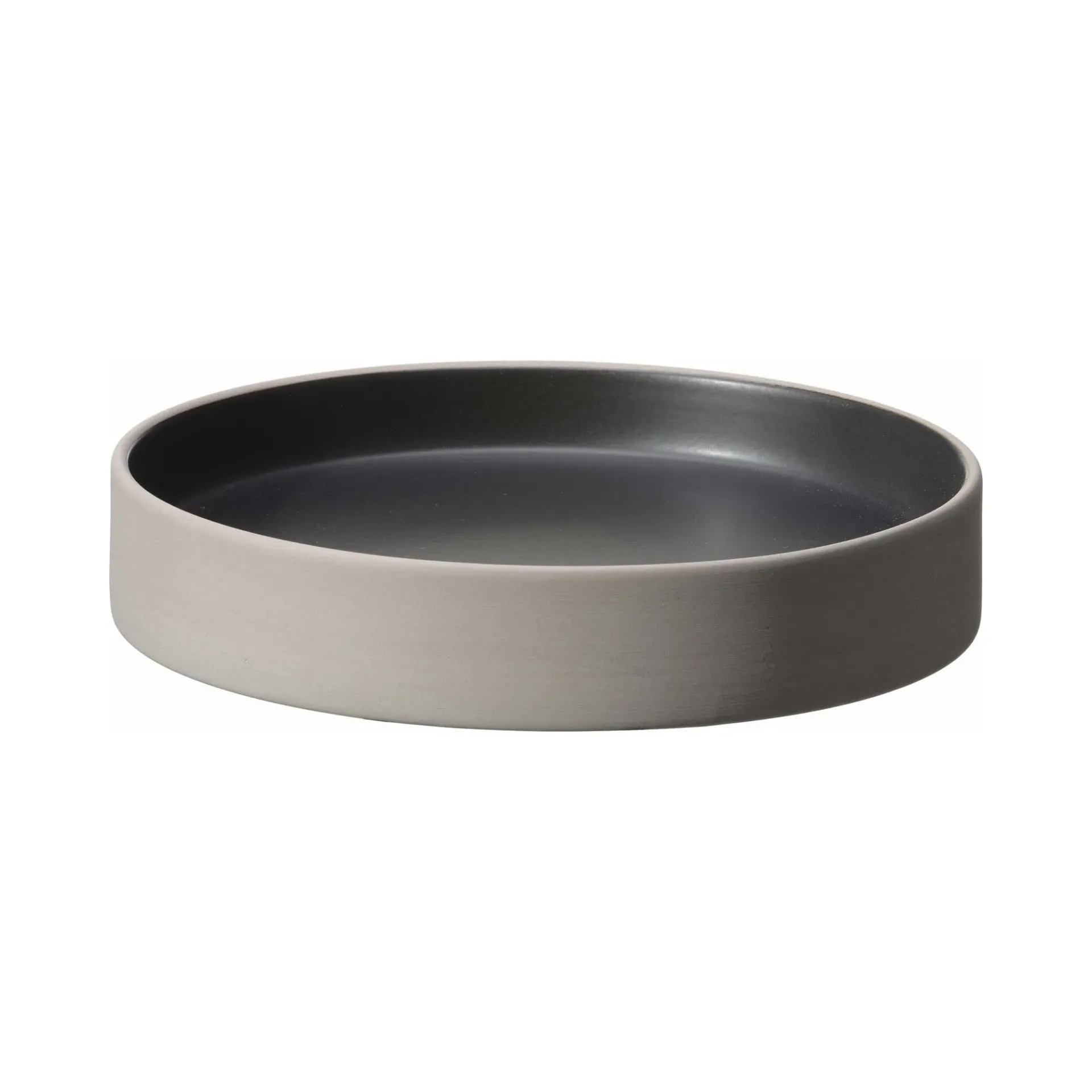 Teller mit hohem Rand D25cm - grau/schwarz