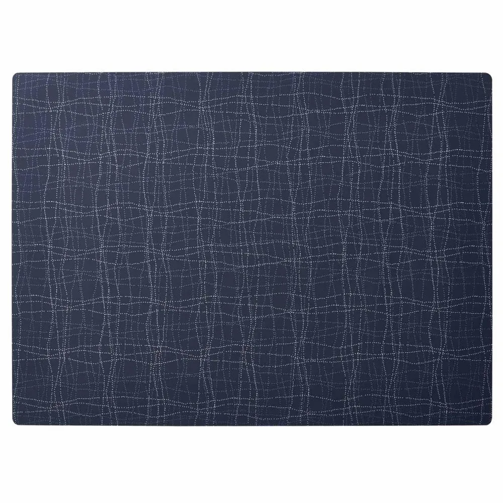Tischmatte Silikon rechteckig 45x33cm - dunkelblau/weiß