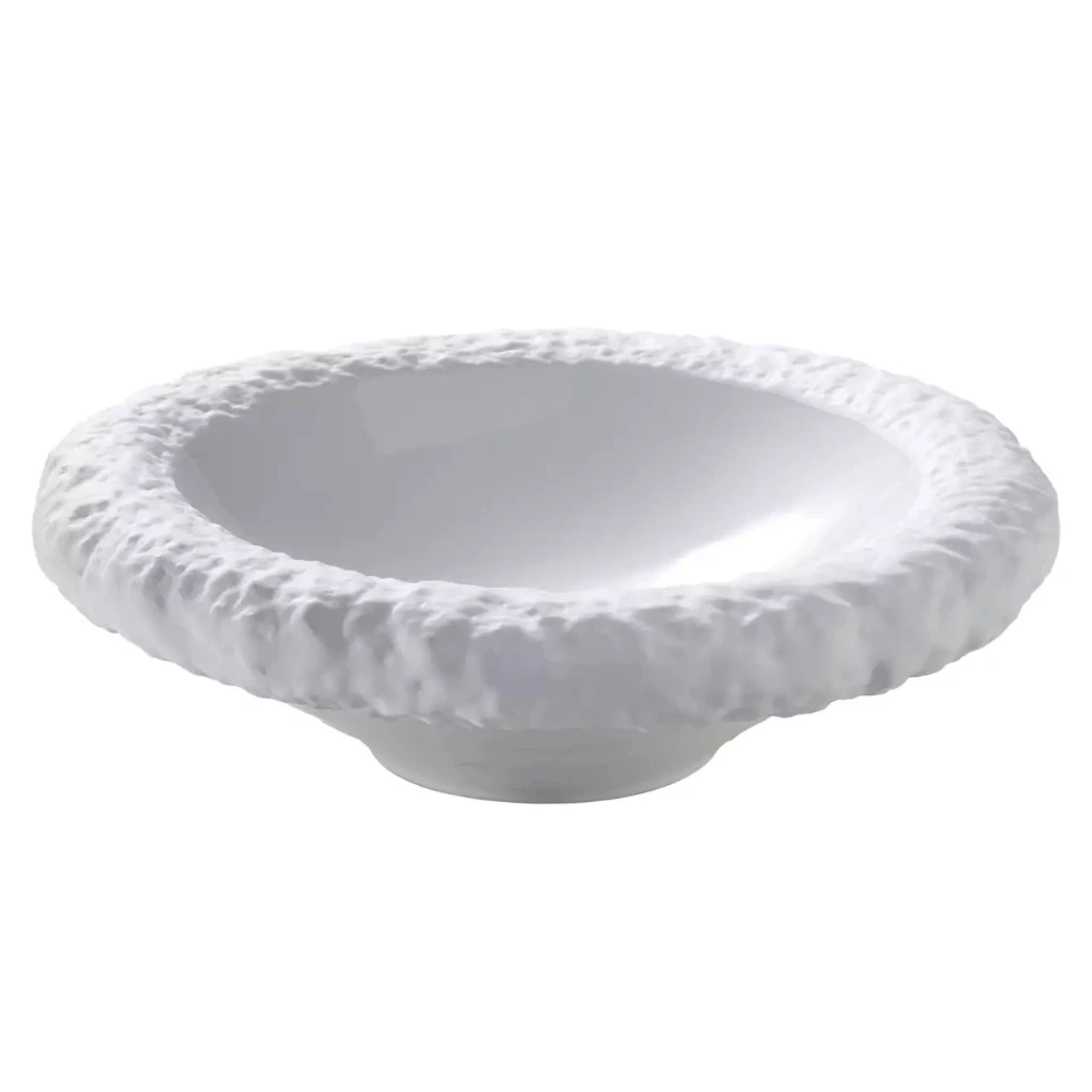 [MA535445] STONE Schale tief D20,5 H6,5 organisch - weiß