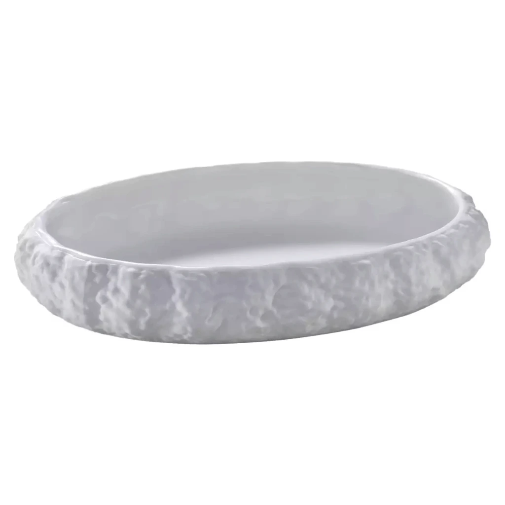 [MA535444] STONE Schale tief organisch 20x18cm H8,5   - weiß