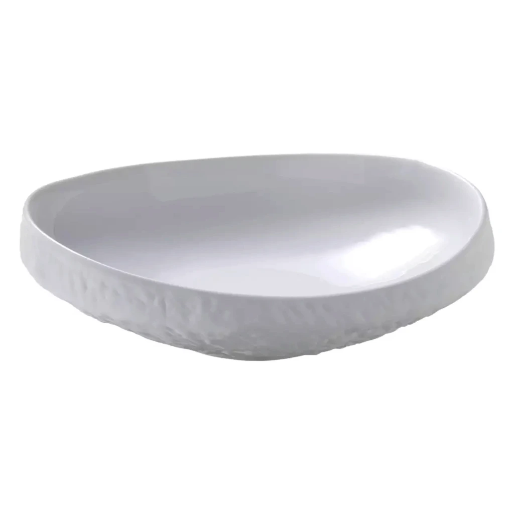 [MA535448] STONE Schale tief organisch 20x18cm H8,5   - weiß