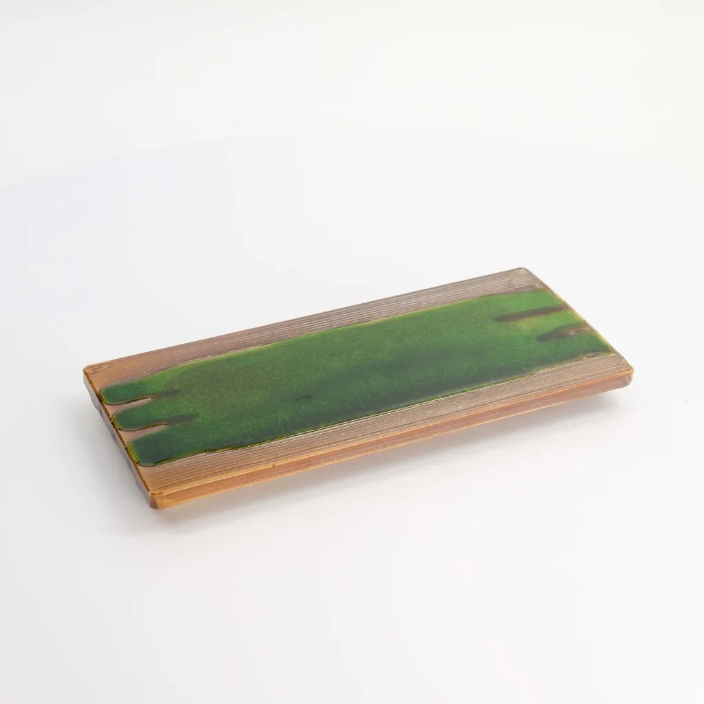 Sushi Teller 26x12x2,2 - braun/grün glänzend Box 1/20
