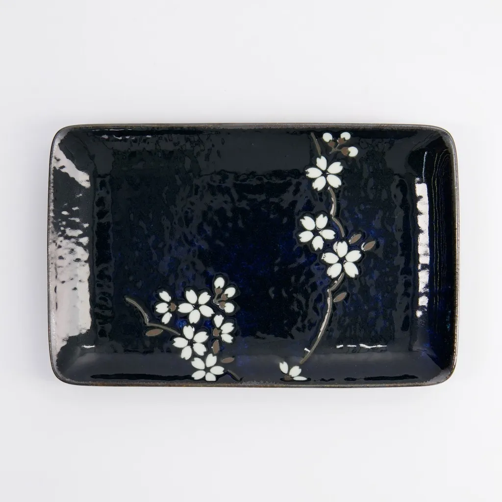 SAKURA Sushi Teller rechteckig 20,5x13x2,5 - dunkelblau Box 5/60