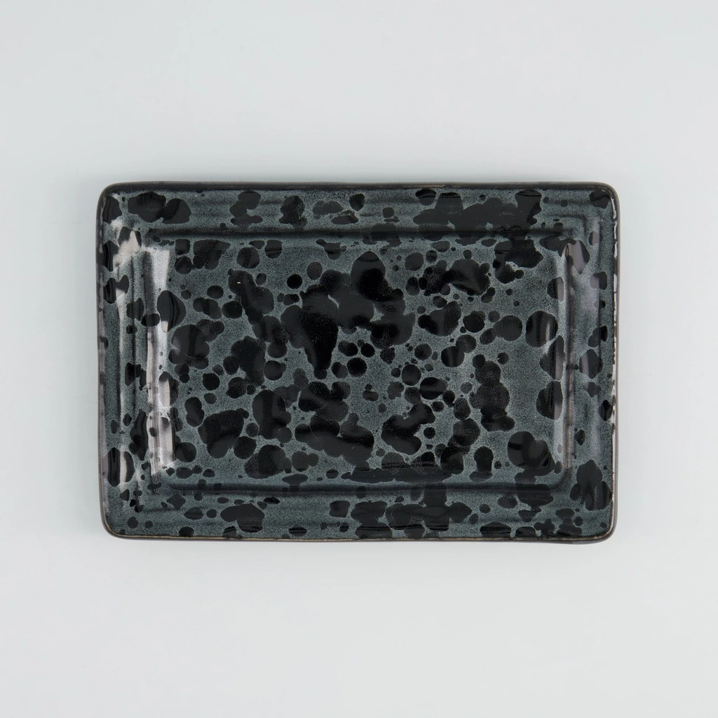 GINSAI Teller rechteckig 16,5x12cm - schwarz