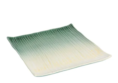 [ST-QU33521] HARU Teller quadratisch 25,3x24x2,3cm CT6 - grün/gelb