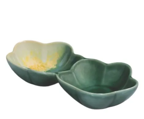 HARU Soße 2fach blumenförmig 17x8,5x3,2 CT6 - grün/gelb
