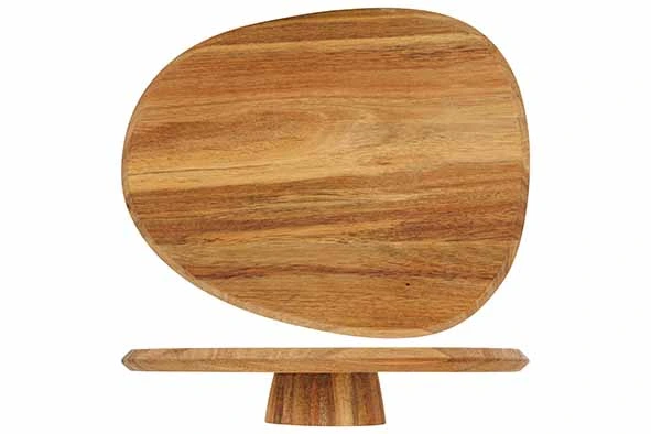 Servierbrett oval mit Fuß 27x22cm - holz