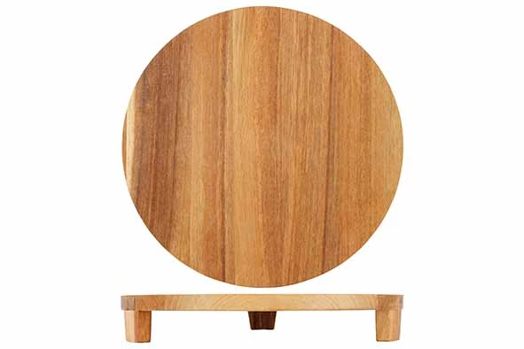 Servierbrett mit Fuß rund D30 H4,5cm - holz