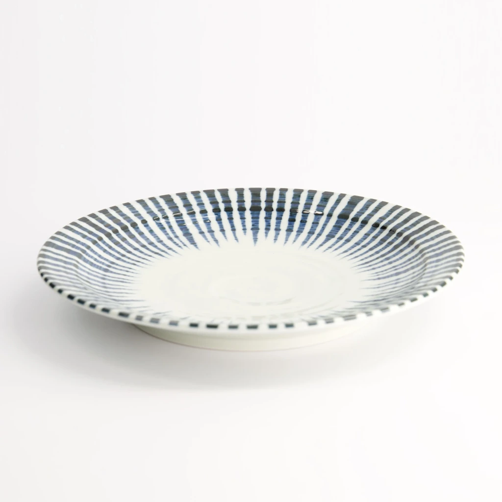 [JN18996] (F) Teller rund D22 H3cm - blau/weiß