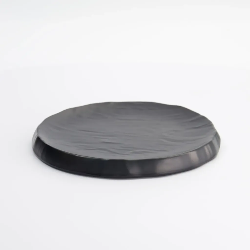 [JN33278] Melamine Iwate Black Round Plate Rock 23x23x2cm 13828-09 6/36