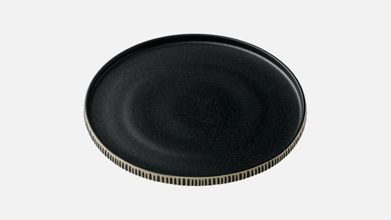 [PLG127791000628] NARA - Teller flach mit Rand D27cm - schwarz/weiß