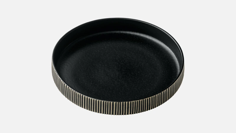 NARA Teller hoher Rand D24cm - schwarz/weiß