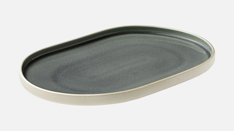 NARA GREY Platte oval 30x20cm - grau/beige