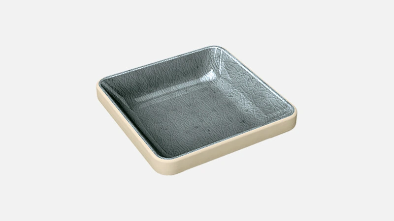 [PLG320991016151] NARA GREY Soße quadratisch flach 9x9cm - grau/beige