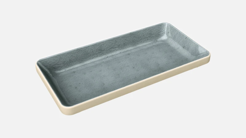 NARA GREY Teller rechteckig 18x9cm - beige/grau