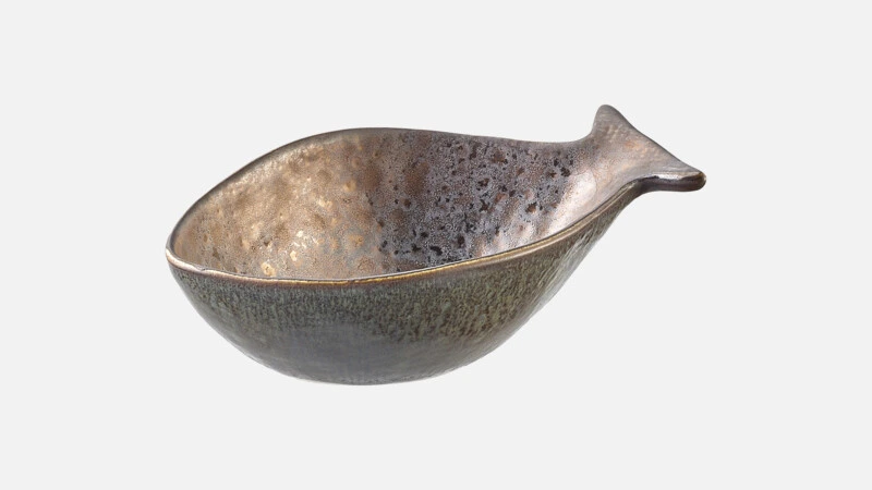SHELLS Schale fischform 15x9- grau/braun