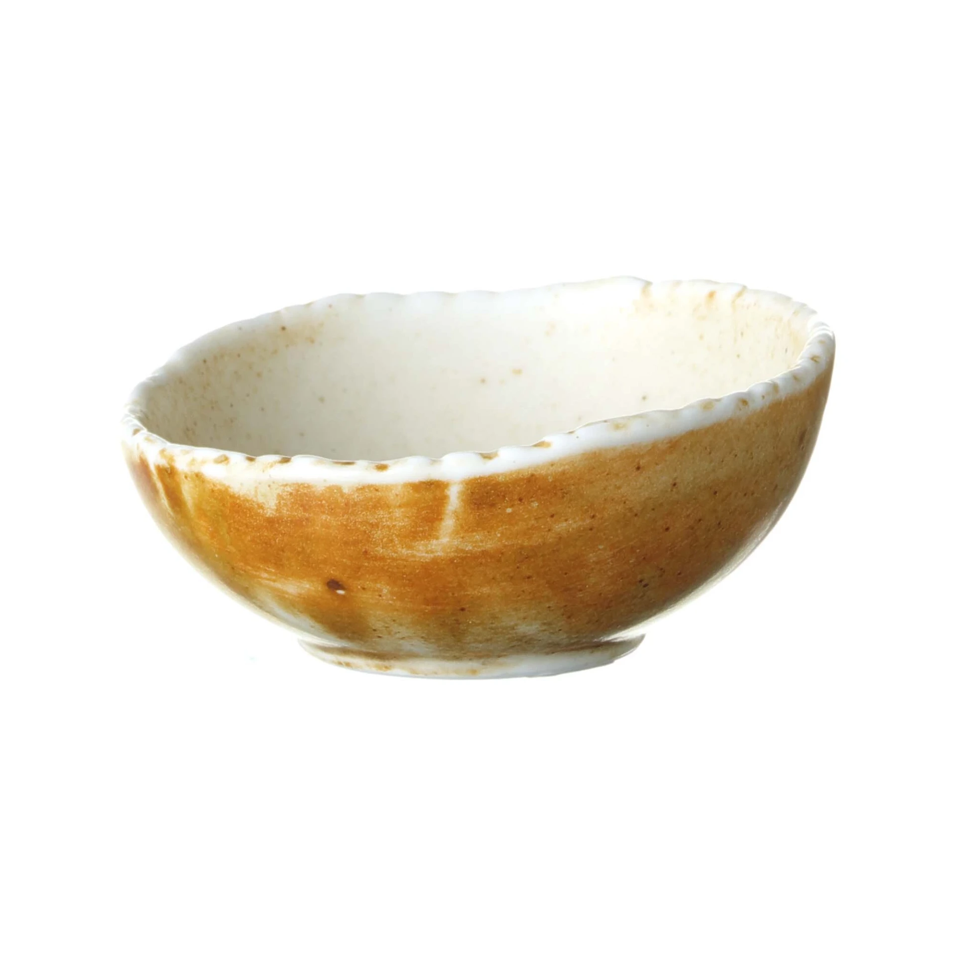 [PL760284] Soße organisch D8cm H3,5 - hellbraun/weiß