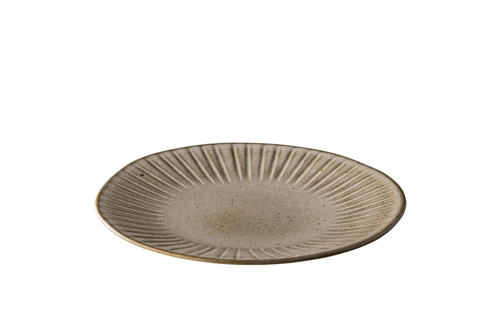 [STQU12334] EARTH Teller oval 29,5x27,6cm - grau/weiß