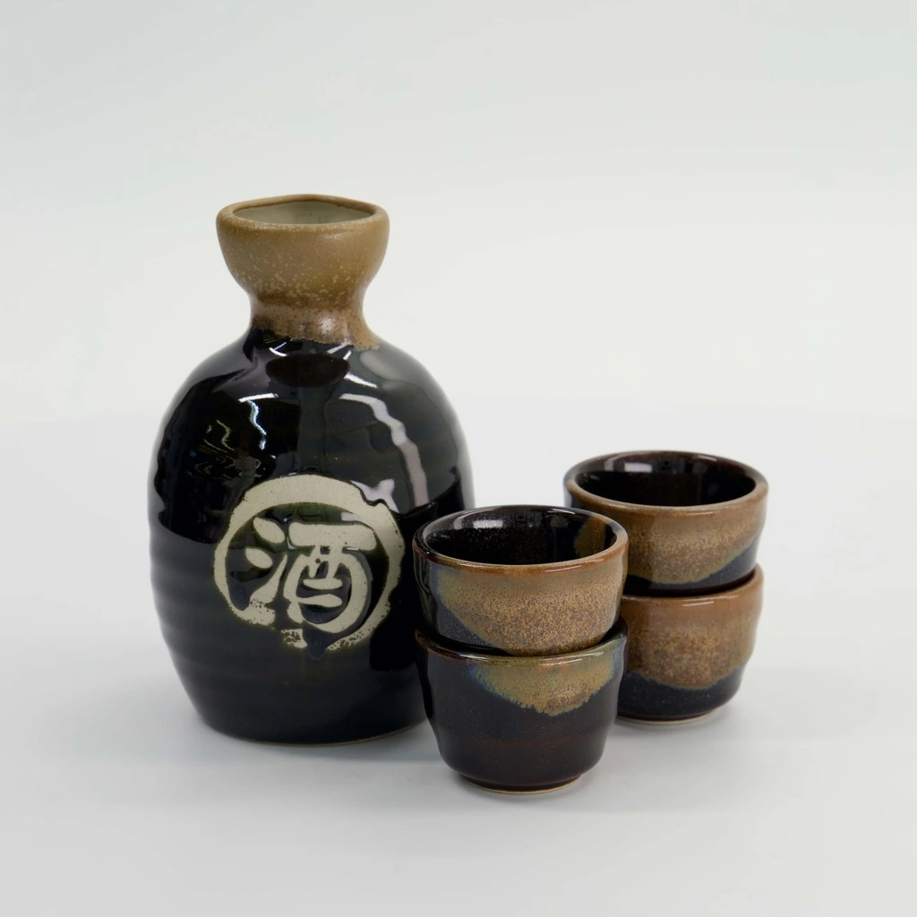 [JN34305] Sake Set 5-teilig 360ml + 40ml - schwarz/braun Box 1/24