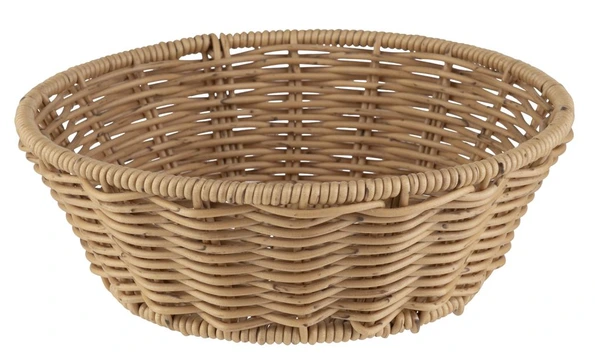Korb mit Edelstahldraht im Rand und Boden 20x20x7cm Polypropylen - Beige