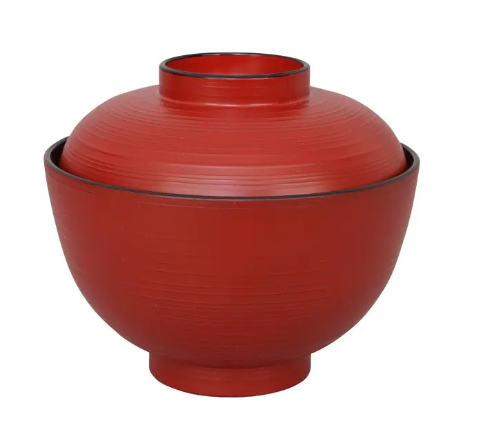 SK-HS-0166 MELAMIN Misoschale m. Deckel 300ml Ø10,8 H6,5 rot