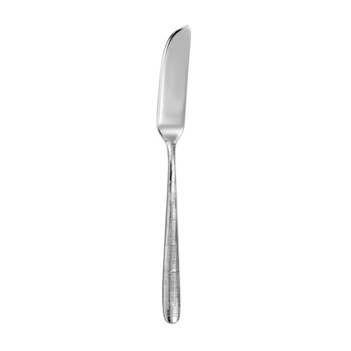 TARAS Fischmesser Edelstahl mit Linienmuster 20cm- Silber