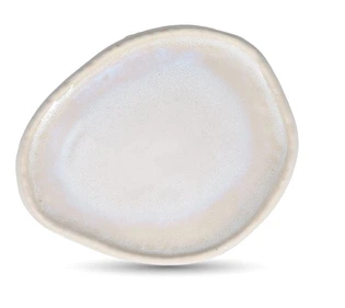 PURE PEARL ICON Teller flach oganisch L20xB17,5cm - Perle/Weiß